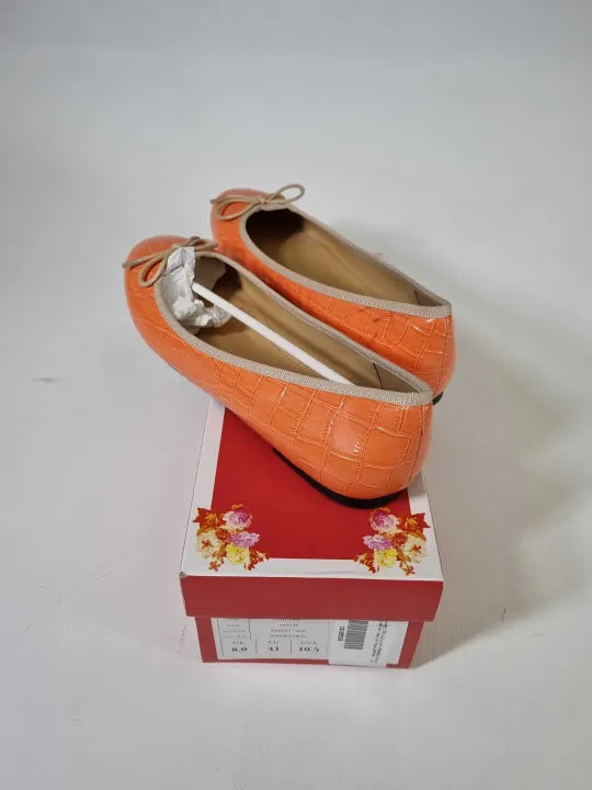 French Sole - Coral Patent Leather Amelie Pump Size: Uk 8