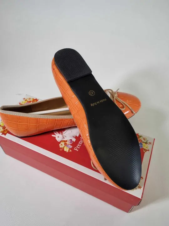 French Sole - Coral Patent Leather Amelie Pump Size: Uk 8
