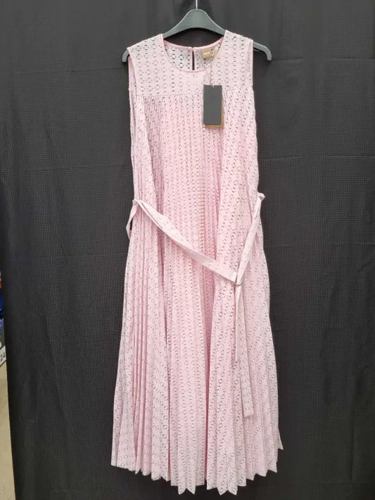 Boss - Pink Deplica Pleated Midi Dress Size: Uk 10