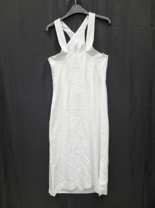Theory - White Cross Back Midi Dress Size: Uk 8