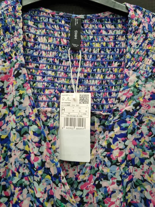 Mango - Blue Short Dress With Ruched Hem  Size: Medium