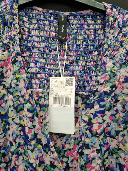 Mango - Blue Short Dress With Ruched Hem  Size: Medium