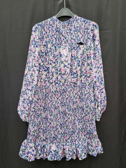 Mango - Blue Short Dress With Ruched Hem  Size: Medium