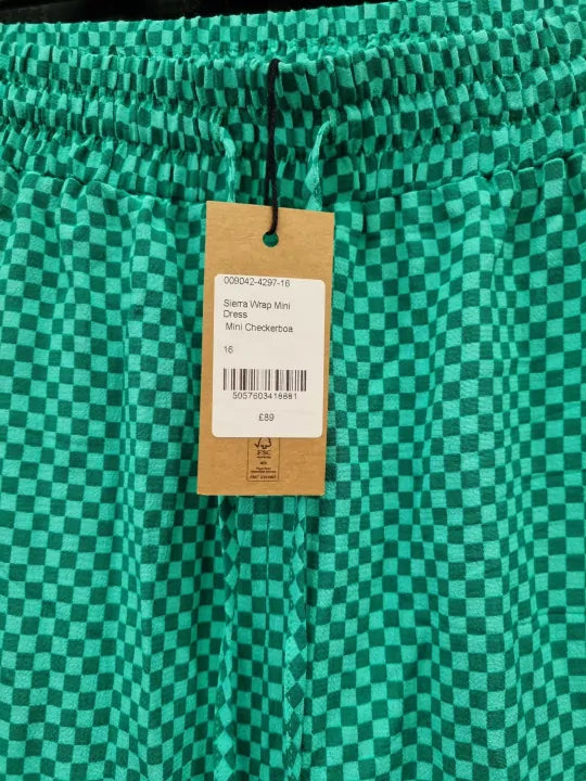 Hush - Mini Checkerboard Green Sierra Skirt Size: Uk 16