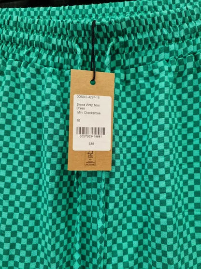 Hush - Mini Checkerboard Green Sierra Skirt Size: Uk 16