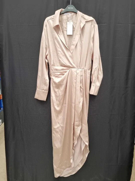 Mango - Beige Side-Slit Satin Dress Size: Medium