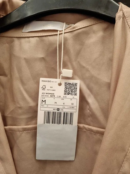 Mango - Beige Side-Slit Satin Dress Size: Medium