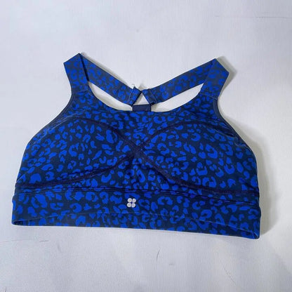Sweaty Betty - Power Medium Support Sports Bra Blue Painted Animal Print Size: Small