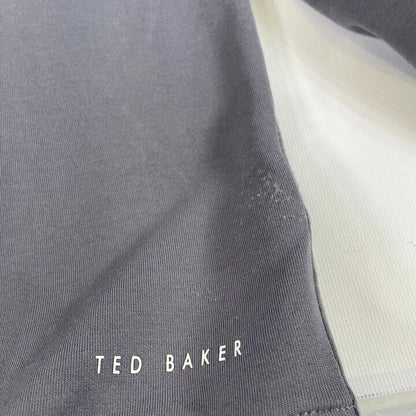 Ted Baker-L-Charcoal Antram Half Zip Cotton Blend Jumper Size: Large
