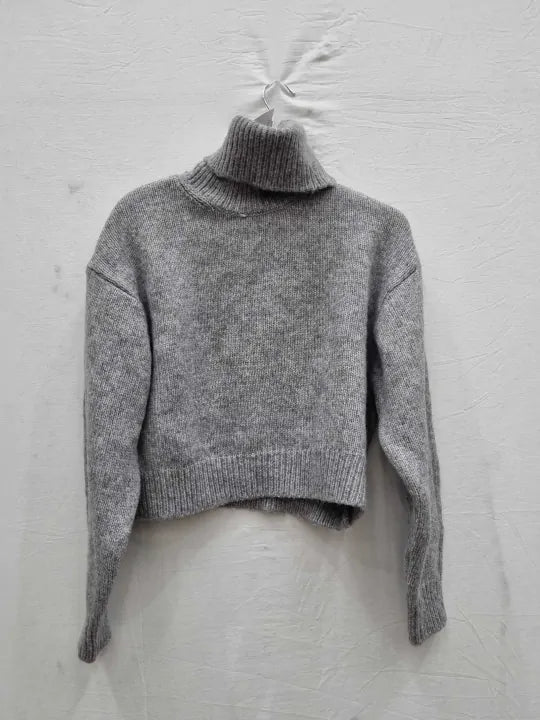 Mango Grey Turtleneck Knitted Jumper Size: Xsmall