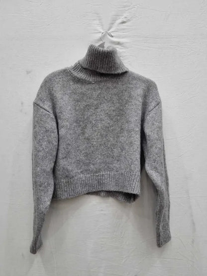 Mango Grey Turtleneck Knitted Jumper Size: Xsmall