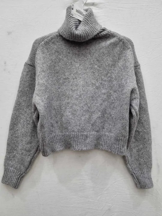 Mango Grey Turtleneck Knitted Jumper Size: Xsmall
