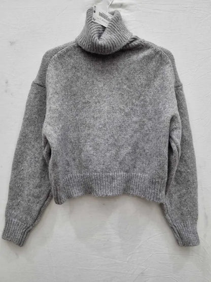 Mango Grey Turtleneck Knitted Jumper Size: Xsmall
