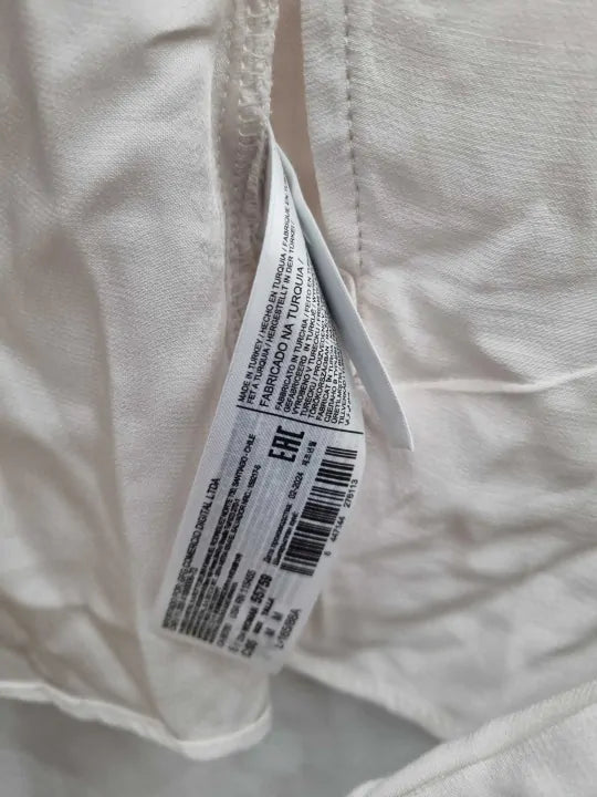 Mango - Ecru Double-Breasted Blouse With Bow Size: Medium