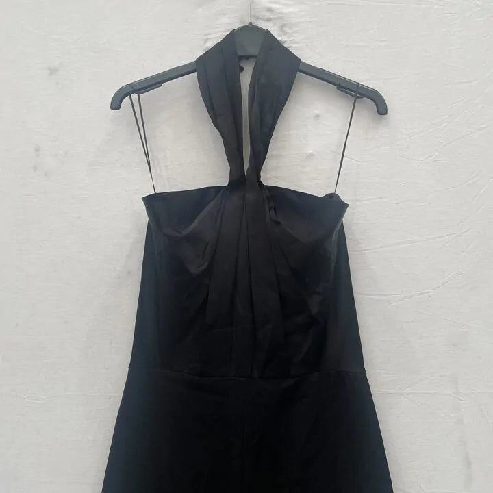 Mango - Black Halter-Neck Twist Jumpsuit Size: Medium