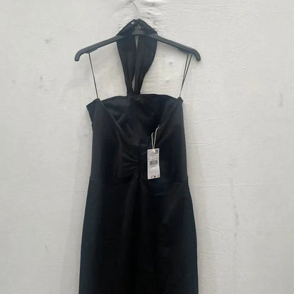 Mango - Black Halter-Neck Twist Jumpsuit Size: Medium
