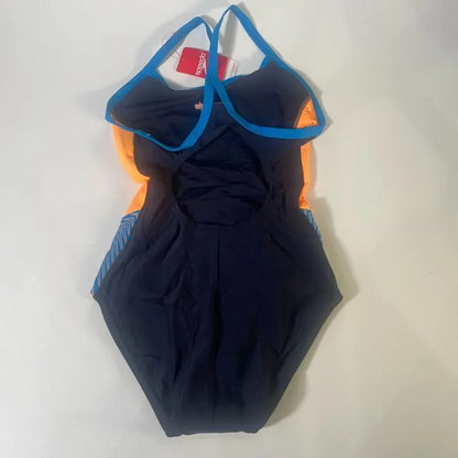 Speedo-14-Navy Dive Thinstrap Muscleback Swimsuit Size: 14