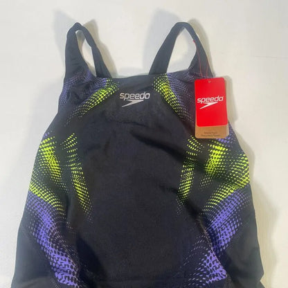 Speedo-14-Black Placement Digital Recordbreaker Swimwear Size: Uk 14
