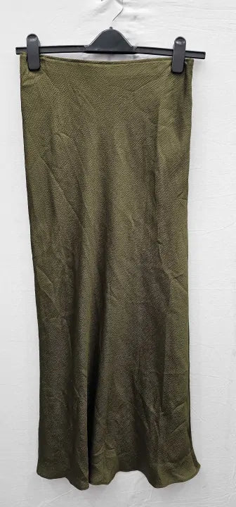 Whistles - Khaki Satin Bias Cut Skirt - Green Size: Uk12