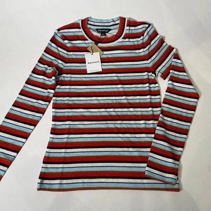 Whistles -12- Multi Stripe Ribbed Crew Knit Jumper Size: Uk 12