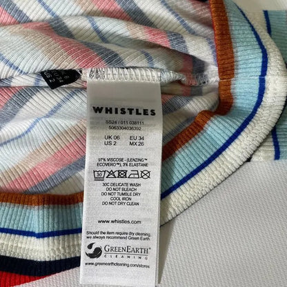 Whistles -12- Multi Stripe Ribbed Crew Knit Jumper Size: Uk 12
