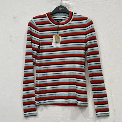 Whistles -12- Multi Stripe Ribbed Crew Knit Jumper Size: Uk 12