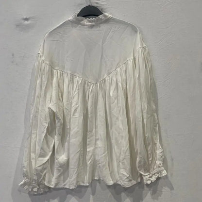 & Other Stories - Ivory Ruffle Trim Drape Blouse Size: Small