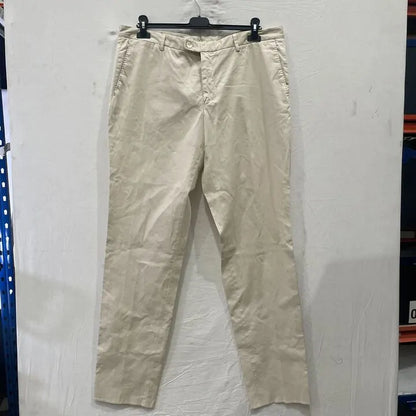 Boss - Cream Hanry Cotton Blend Trousers Size: 46R