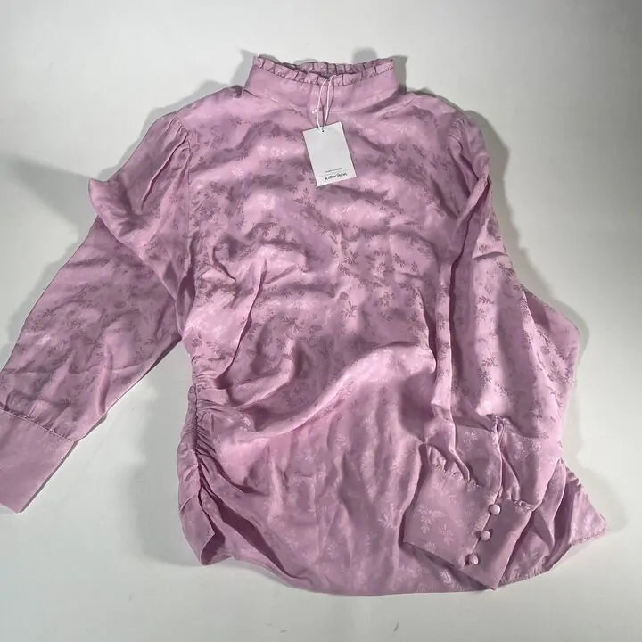 & Other Stories - Lilac Ruffle Collar Floral Blouse Size: UK 14