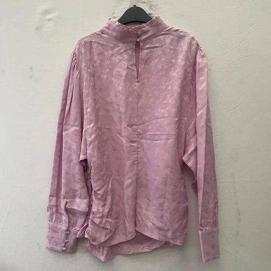 & Other Stories - Lilac Ruffle Collar Floral Blouse Size: UK 14