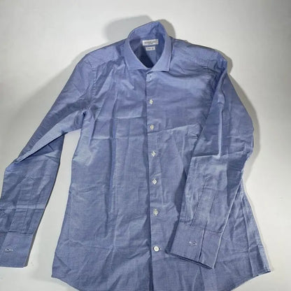 Richard James Savile Row - Blue Check Contemporary Fit Cotton Shirt Size: 15 1/2- 39 Cm