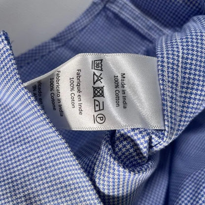 Richard James Savile Row - Blue Check Contemporary Fit Cotton Shirt Size: 15 1/2- 39 Cm
