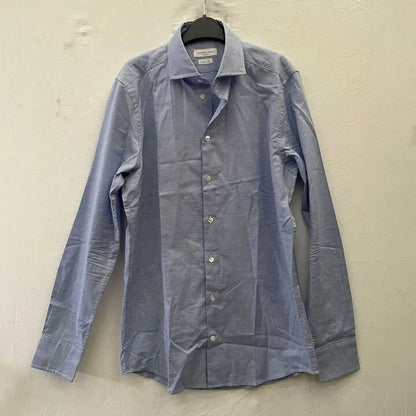 Richard James Savile Row - Blue Check Contemporary Fit Cotton Shirt Size: 15 1/2- 39 Cm