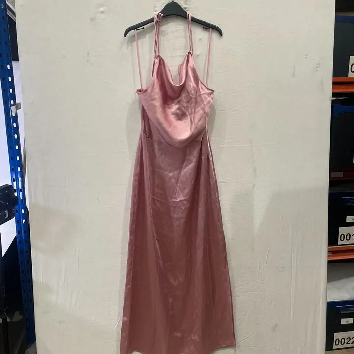 & Other Stories - Powder Pink Cowl Neck Midaxi Dress Size: Uk 10