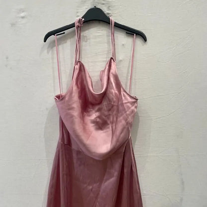 & Other Stories - Powder Pink Cowl Neck Midaxi Dress Size: Uk 10