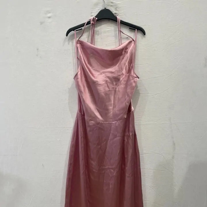 & Other Stories - Powder Pink Cowl Neck Midaxi Dress Size: Uk 10