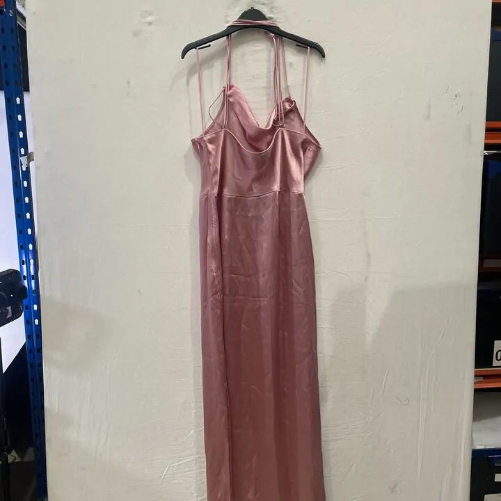 & Other Stories - Powder Pink Cowl Neck Midaxi Dress Size: Uk 10