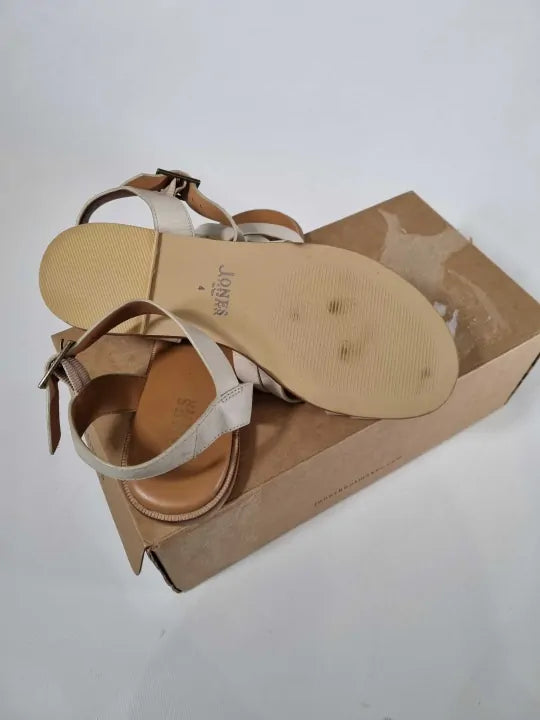 Jones Bootmaker - Off White Helena Strappy Flat Sandals Size: Uk 4