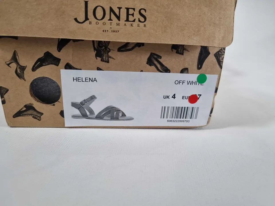 Jones Bootmaker - Off White Helena Strappy Flat Sandals Size: Uk 4
