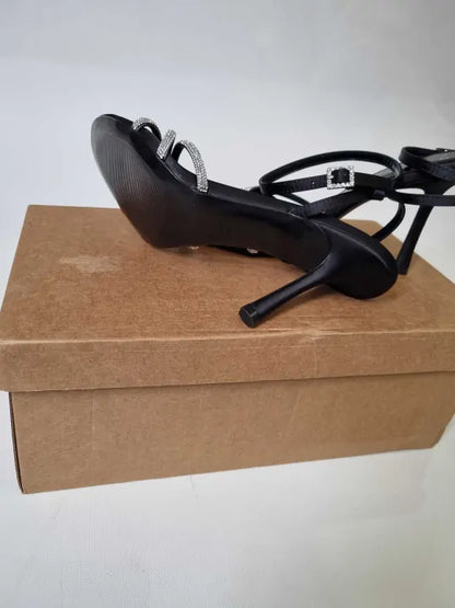 Mango Heeled Sandals With Rhinestone Straps Size: Uk 7