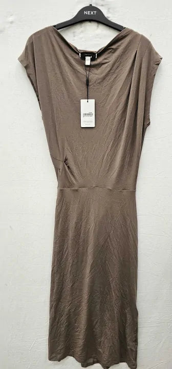 Reiss - Brown Leonore Ruched Detail Dress - Beige Size: Xs
