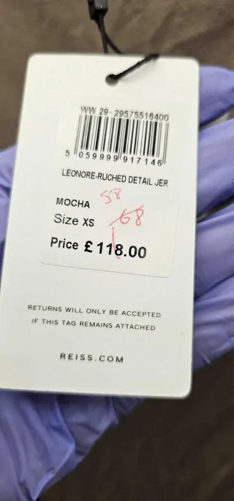 Reiss - Brown Leonore Ruched Detail Dress - Beige Size: Xs