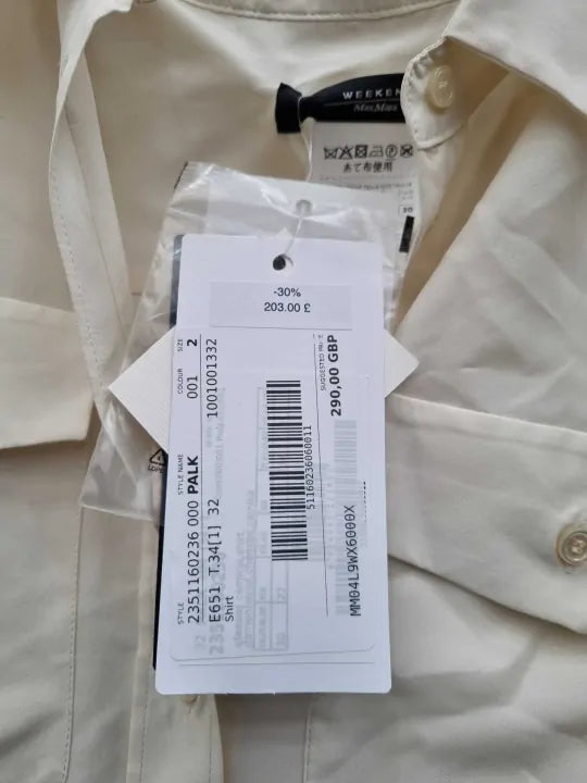 Weekend Max Mara - White Palk Silk Shirt Size: 2