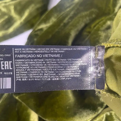 Mango - Olive Green Halter-Neck Velvet Jumpsuit Size: Medium
