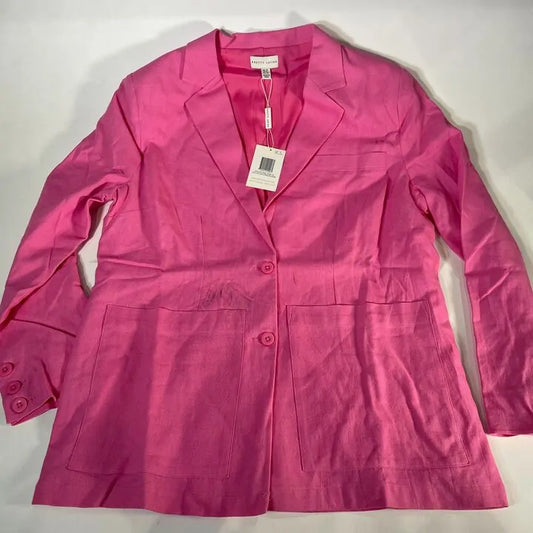 Pretty Lavish - Pink Dylan Dad Linen Blazer Size: Uk 10