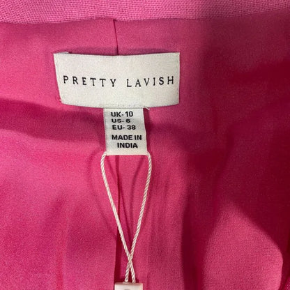 Pretty Lavish - Pink Dylan Dad Linen Blazer Size: Uk 10