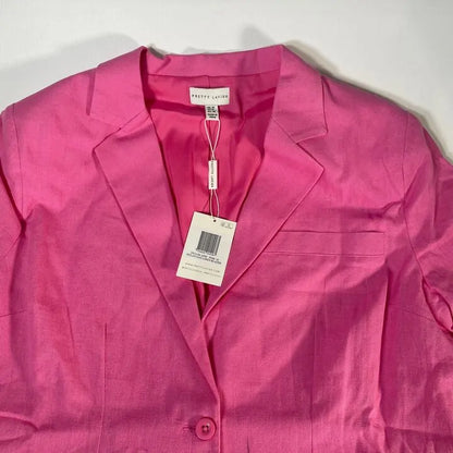 Pretty Lavish - Pink Dylan Dad Linen Blazer Size: Uk 10