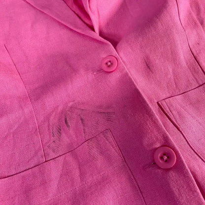 Pretty Lavish - Pink Dylan Dad Linen Blazer Size: Uk 10