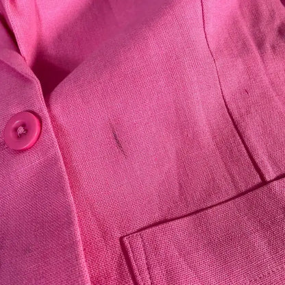 Pretty Lavish - Pink Dylan Dad Linen Blazer Size: Uk 10