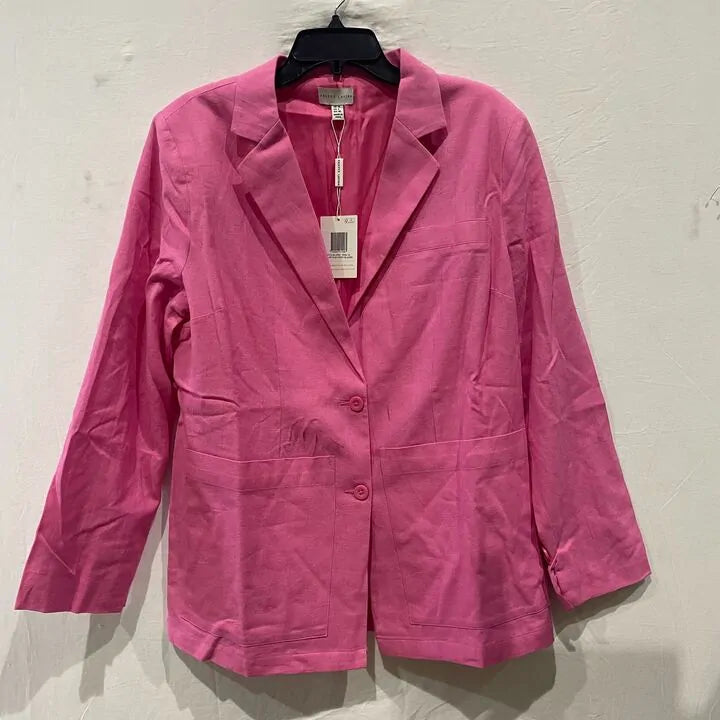 Pretty Lavish - Pink Dylan Dad Linen Blazer Size: Uk 10